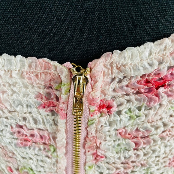 NWT Worth Collective Harlow Smocked Maxi Dress Puff Sleeve Pink Floral Chiffon S - Picture 8 of 12